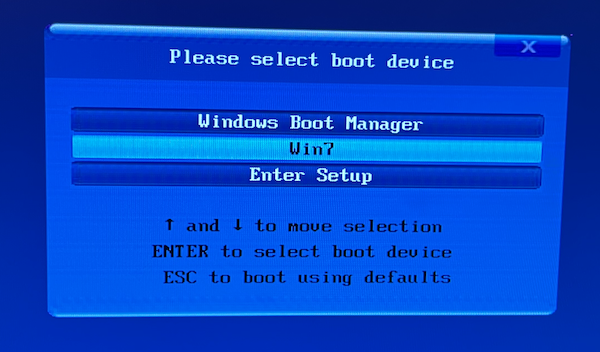 Windows boot menu